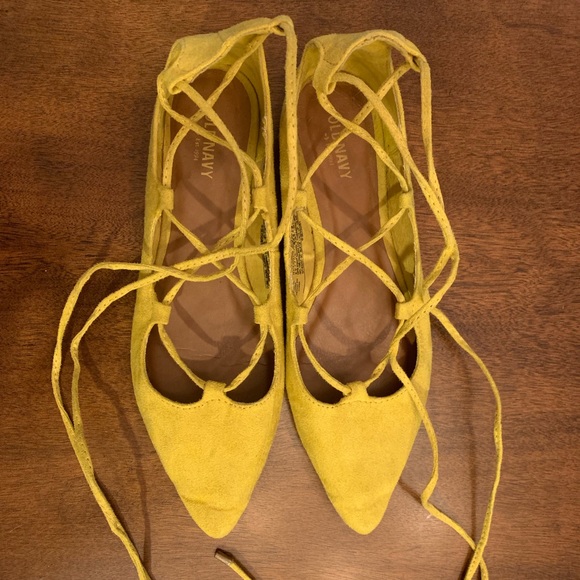 Old Navy Shoes - Old Navy Lace Up Ballet Flats (Marigold Yellow)